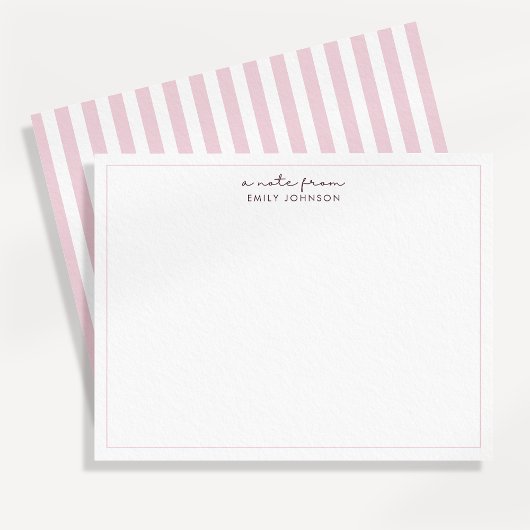 Blush Pink Stripe Minimalist a Note From Flat Note Kaart