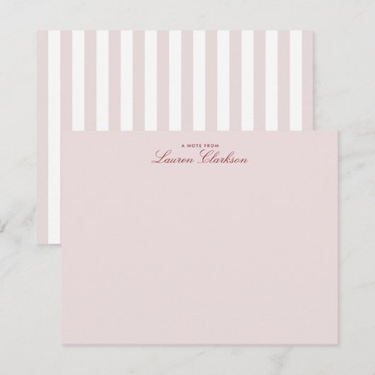 Blush Pink Striped Modern Stationery Note Kaart (Voorkant / Achterkant)