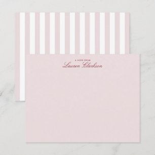 Blush Pink Striped Modern Stationery Note Kaart