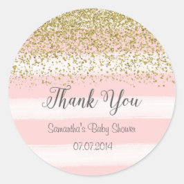 Blush Pink Stripes Baby shower Sticker