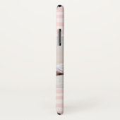 Blush Pink Stripes Monogram Foto gepersonaliseerd Case-Mate iPhone Case (Achterkant / rechts)