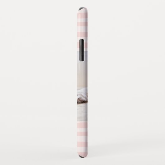 Blush Pink Stripes Monogram Foto gepersonaliseerd Case-Mate iPhone Case (Achterkant/rechts)