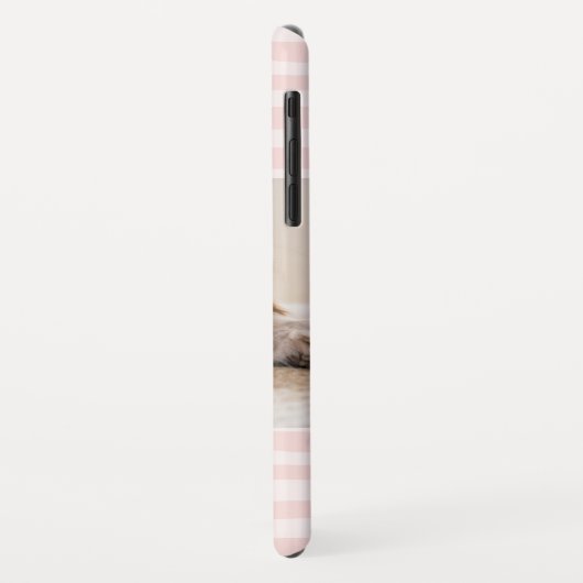 Blush Pink Stripes Monogram Foto gepersonaliseerd Case-Mate iPhone Case (Achterkant/links)
