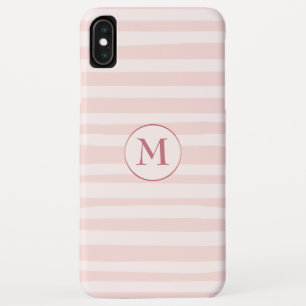 Blush Pink Stripes Roos Monogram Gepersonaliseerd iPhone XS Max Hoesje