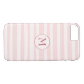 Blush Pink Stripes Roos Monogram Gepersonaliseerd Case-Mate iPhone Case (Achterkant (Horizontaal))