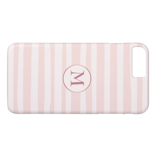 Blush Pink Stripes Roos Monogram Gepersonaliseerd Case-Mate iPhone Case (Achterkant (Horizontaal))