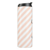 Blush Pink Stripes Script-monogram Thermosbeker (Gedraaid links)