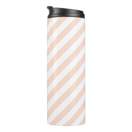 Blush Pink Stripes Script-monogram Thermosbeker (Geroteerd rechts)