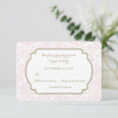 Blush Pink Tan Damask RSVP Wedding Kaart (Staand voorkant)