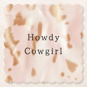 Blush Pink Tan Southwest Faux Cowgirl Koeienhuid Kartonnen Onderzetters