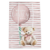Blush Pink Teddy Bear Baby Gift Bag Medium Cadeauzakje (Achterkant)