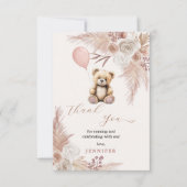 Blush Pink Teddy Bear Baby shower Bedankkaart (Voorkant)