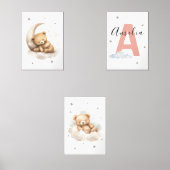 Blush Pink Teddy Bear Nursery Wall Art Custom Name (Recto)