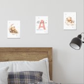 Blush Pink Teddy Bear Nursery Wall Art Custom Name (Chambre à coucher)