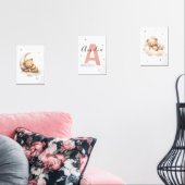 Blush Pink Teddy Bear Nursery Wall Art Custom Name (Salon)