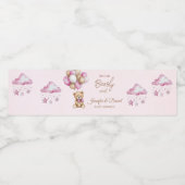 Blush Pink Teddy Girl Baby shower Waterfles Etiket (Enkel label)