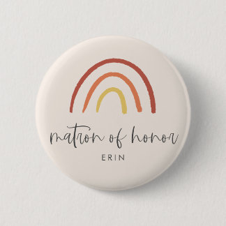 Blush Pink Terracotta Rainbow Cute Matron of Honor Ronde Button 5,7 Cm