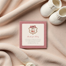 Blush Pink Textured Hedgehog Baby Shower Book Informatiekaartje