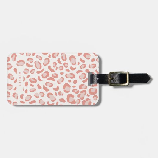Blush Pink Trendy Leopard Pattern Bagagelabel (Voorkant horizontaal)