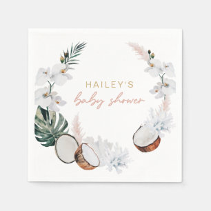 Blush Pink Tropical Palm Pampas Baby shower Servet