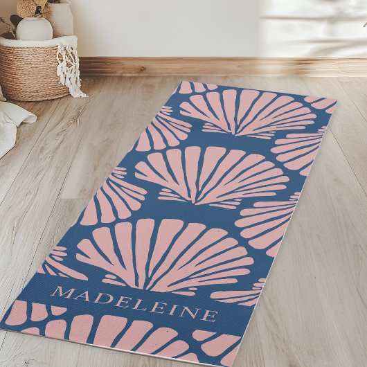 Blush Pink Tropical Seashells Custom Yogamat