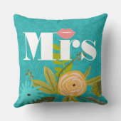 Blush Pink Turquoise Chartreuse Damask Wedding Kussen (Achterkant)