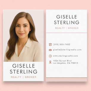 Blush Pink Vastgoedmakelaar Professioneel Elegant Visitekaartje