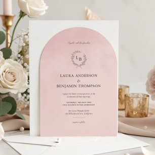 Blush Pink Velvet Elegant Arch Style Wedding Kaart