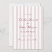 Blush Pink Vertical Stripes Modern Save the Date Kaart (Voorkant)