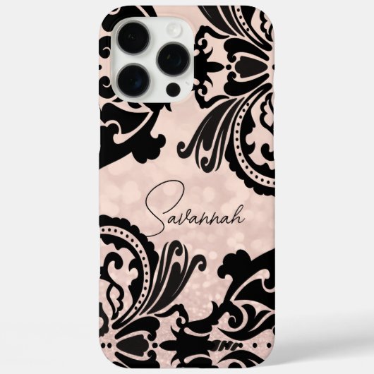 Blush Pink Victoriaans Bloemen Damask Case-Mate iPhone Case (Achterkant)