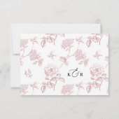 Blush Pink Victorian Floral Wedding RSVP Card (Dos)