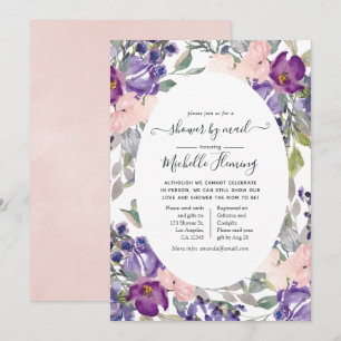 Blush Pink, Violet en Plum Baby shower per Mail Kaart