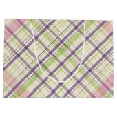 Blush Pink Violet Paars Lime Green Tartan Patroon Groot Cadeauzakje (Achterkant)