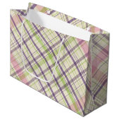 Blush Pink Violet Paars Lime Green Tartan Patroon Groot Cadeauzakje (Voorkant Gekanteld)