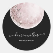 Blush Pink Volle Maan Elegant Ronde Sticker (Voorkant)