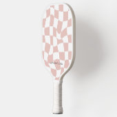 Blush Pink Warped Checkerboard Pickleball Paddle (Links)