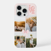 Blush Pink Watercolor Love Custom 4 Photo Collage  iPhone Hoesje (Achterkant)