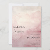Blush Pink Watercolor Wash Minimalist Wedding Kaart (Achterkant)