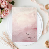 Blush Pink Watercolor Wash Minimalist Wedding Kaart