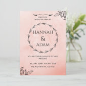 Blush Pink Watercolor Wreath Wedding Invitation (Debout devant)