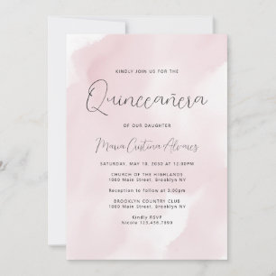 Blush Pink Waterverf 15th Birthday Quinceañera Kaart