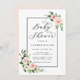 Blush Pink Waterverf Bloom Baby shower Kaart