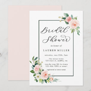 Blush Pink Waterverf Bloom Vrijgezellenfeest Kaart