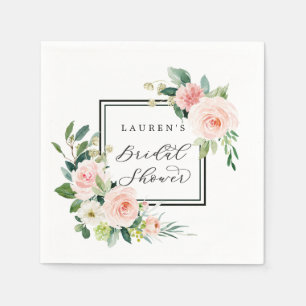 Blush Pink Waterverf Bloom Vrijgezellenfeest Servet