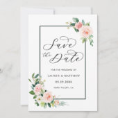 Blush Pink Waterverf Bloom Weddenschap Opslaan Dat Save The Date (Voorkant)