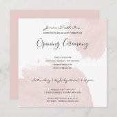 BLUSH PINK WATERVERF BRUSHSTROKE OPENING CEREMONY KAART (Voorkant / Achterkant)