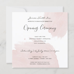 BLUSH PINK WATERVERF BRUSHSTROKE OPENING CEREMONY KAART