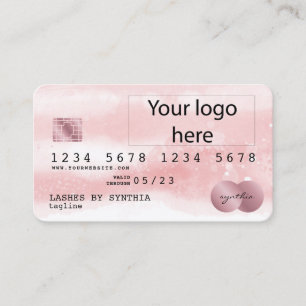Blush Pink Waterverf Credit Kaart Style ADD LOGO Visitekaartje