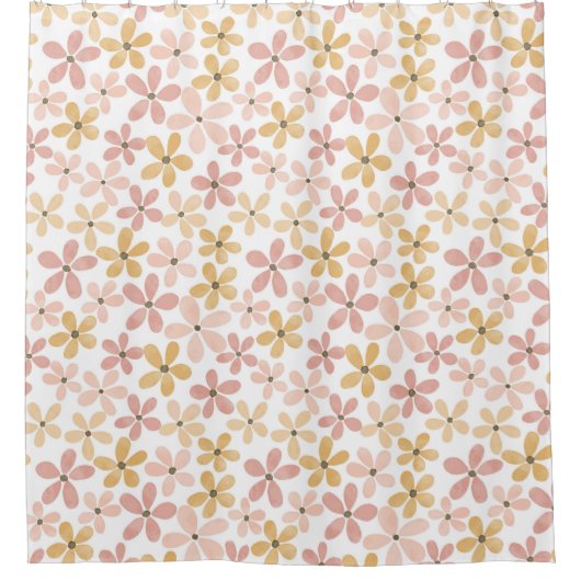 Blush Pink waterverf daisy Douchegordijn (Voorkant)