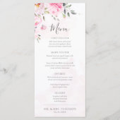 Blush Pink Waterverf Floral Peony Wedding Menu (Voorkant)